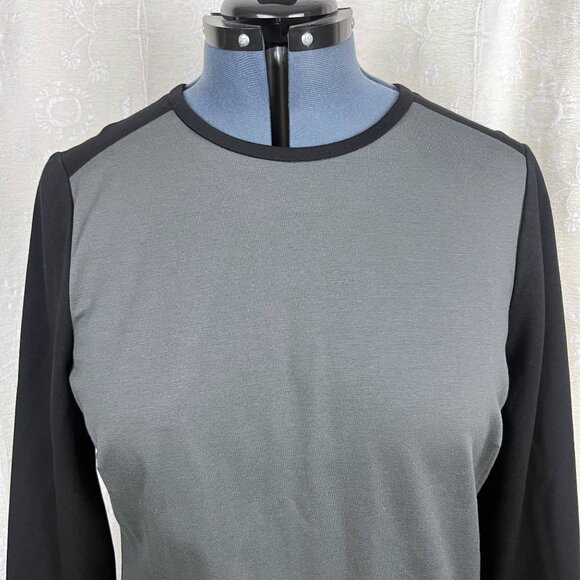 Banana Republic color block long sleeve stretch jersey dress gray black 16 NWT - Picture 2 of 8
